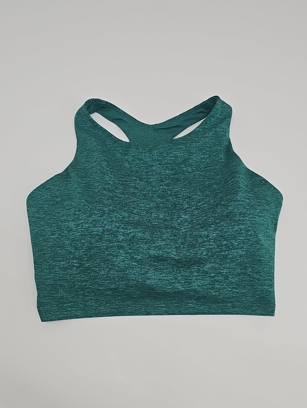Offline By Aerie Heathered Teal High-Neck Racerback Sports Bra Size Large Green